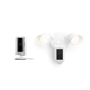 Ring Floodlight Cam Wired Plus with All-new Ring Indoor Cam, White