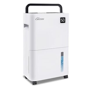 Britsou 3500 Sq.Ft Dehumidifier for Basement with Drain Hose, 50 Pint Dehumidifiers for Home, Intelligent Humidity Control with 24 Hour Timer - Protable Dehumidifier for Bedroom with Quiet Operation