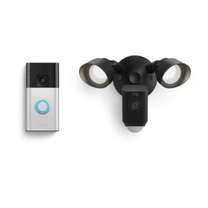 Ring Battery Doorbell with Ring Floodlight Cam Wired Plus (Black)