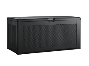 Rubbermaid Extra Large Resin Outdoor Storage Deck Box (134 Gal), Weather Resistant, Black, Deck Organization for Home/Backyard/Pool Chemicals/Toys/Garden Tools/Porch/Patio Cushions