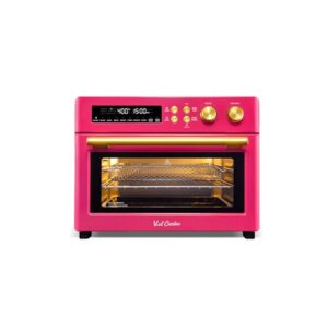 VAL CUCINA Limited Edition Happy Pink Infrared Heating Air Fryer Toaster Oven, Extra Large Countertop Convection Oven 10-in-1 Combo, 6-Slice Toast, Enamel Baking Pan Easy Clean with Recipe Book