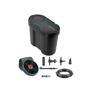 GARDENA (13301) Solar-Powered AquaBloom Garden Irrigation Sprinkler Kit with Water Tank: Water up to 20 Potted Plants with Adjustable drip Irrigation System for Automatic Watering of Patio Plants.