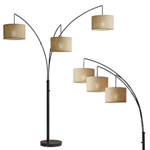Adesso 4238-26 Trinity Arc Floor Lamp Antique Bronze FinisH, Beige Burlap . Home Decor Lamps and Light Fixtures, 82",3 Arm