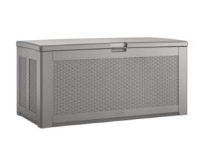Rubbermaid Extra Large Resin Outdoor Storage Deck Box (134 Gal), Weather Resistant, Gray, Deck Organization for Home/Backyard/Pool Chemicals/Toys/Garden Tools/Porch/Patio Cushions