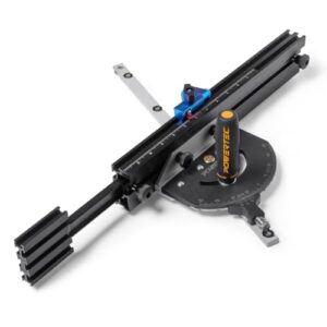 POWERTEC Precision Miter Gauge System for Table Saw Kit w/Telescoping Fence | 11 Preset Angle Stops, Extension Fence with Scale and Flip Stop (71766)