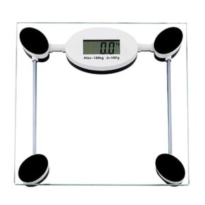 Bathroom Scale Electronic Glass Scale, Square Body Fat Scale, Digital LCD Display, 180kg Capacity, Anti-Collision Tempered Glass, Easy to Clean