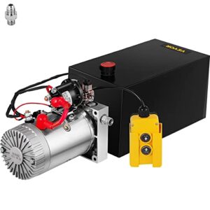 Mophorn Hydraulic Power Unit 6 Quart Hydraulic Pump Single Acting 3200 PSI Max Power Unit for Dump Trailer Car Lifting 12V DC (Steel, 6 Quart/Single Acting)