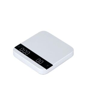 ZOCWJK Coffee Electronic Scale LED Intelligent Kitchen Scale with Time USB Mini Multi-Function Timer 2kg/0.1g(White