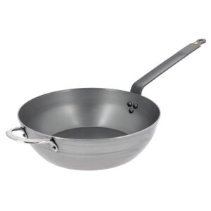 de Buyer MINERAL B Carbon Steel Country Fry Pan - 12.5” Diameter, 8.9” Cooking Surface - Ideal for Sauteing, Simmering, Deep Frying, Stir Frying, One-Pan Meals - PFAS, PFOA, PFOS Free - Made in France