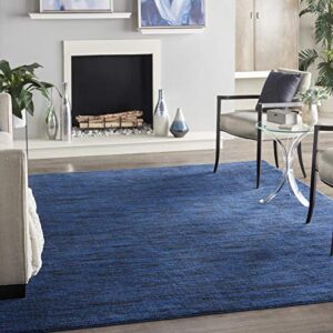 Nourison Essentials 108x144 Rectangle Fabric Area Rug in Midnight Blue