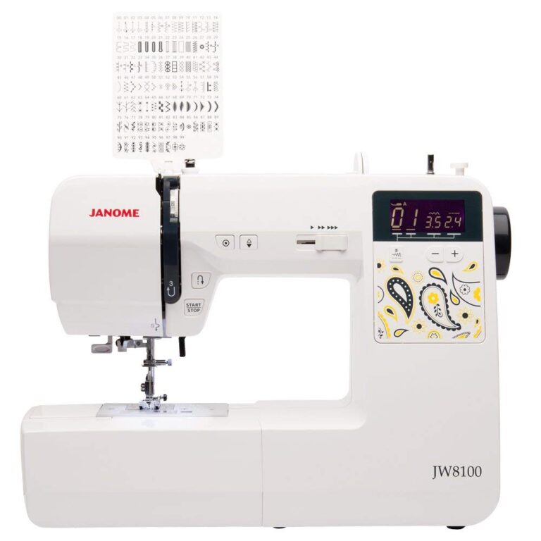 Janome JW8100 Fully-Featured Computerized Sewing Machine with 100 Stitches, 7 Buttonholes, Hard Cover, Extension Table and 22 Accessories - Image 8