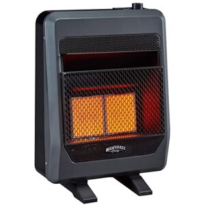 Bluegrass Living Propane Gas Vent Free Infrared Gas Space Heater With Blower and Base Feet - 18,000 BTU, T-Stat Control - Model# B18TPIR-BB, Black
