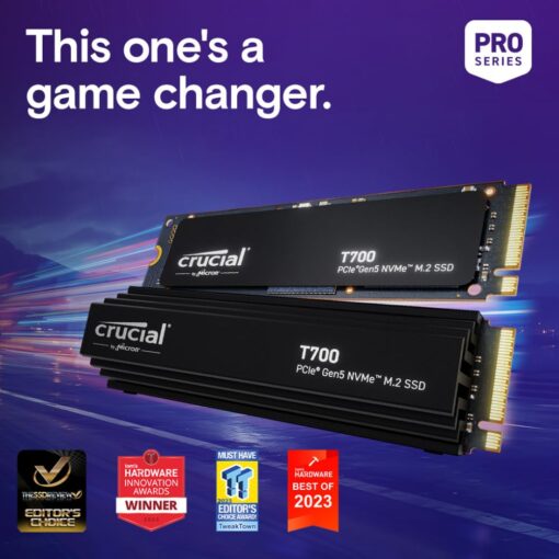 Crucial T700 1TB Gen5 NVMe M.2 SSD with Heatsink - Up to 11,700 MB/s - DirectStorage Enabled - CT1000T700SSD5 - Gaming, Photography, Video Editing & Design - Internal Solid State Drive - Image 2