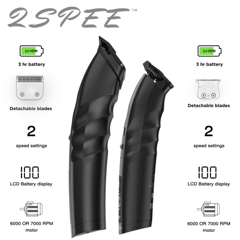 Supreme Trimmer 2-in-1 2Spee Beard Trimmer & Hair Clipper Combo | Removable Blades, 2 Speeds, LCD Display | Cordless Professional Barber Tools - Easy Color Coded Clipper Guide Combs | STB280 (Black) - Image 9