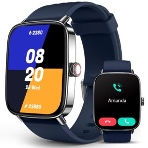 2025 Smart Watches for Men Women, 1.85" AI Voice Smartwatch, 24/7 Heart Rate Monitor, Stress/SpO2/Sleep Tracker, IP68 Waterproof, Weather, 100+ Sports Fitness Tracker for Android iOS Blue