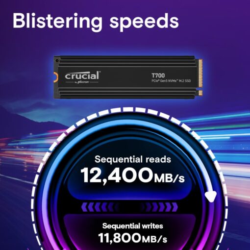 Crucial T700 1TB Gen5 NVMe M.2 SSD with Heatsink - Up to 11,700 MB/s - DirectStorage Enabled - CT1000T700SSD5 - Gaming, Photography, Video Editing & Design - Internal Solid State Drive - Image 6