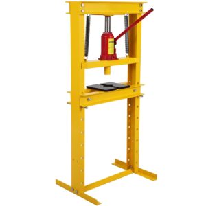 12 Ton Shop Press H Frame Press, 12 Ton Hydraulic Press H Frame Garage Floor Press with Plate, Adjustable Working Table Height Hydraulic Shop Floor Press for Gears and Bearings