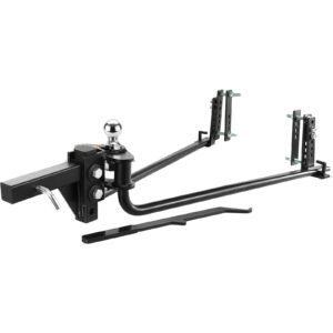 VEOVR Weight Distribution Hitch, 1,000 lbs Weight Distributing Hitches Kit with Sway Control for Trailer, 2-in Solid Steel Shank, 2-5/16 in Alloy Steel Ball, Powder Coated Load Leveling Hitch, Black