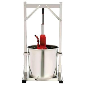3.2 Gallon 12L Fruit Wine Press, Manual Juicer Press, Hand Press Squeezer for Juice Wine Cheese Cider Olive Oil, Wine Juice Making Supplies 304 Stainless Steel Inner Barrel Non-Stick