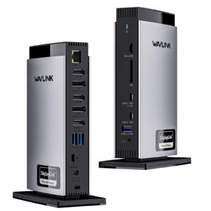 WAVLINK USB C DisplayLink Docking Station 15 in 1 with 3 HDMI,Laptop Docking Station Triple Monitor 4K60Hz,for M1 M2 M3 Mac and Windows,5 USB Ports, 2DP,Ethernet Port, Audio/Mic, SD/TF