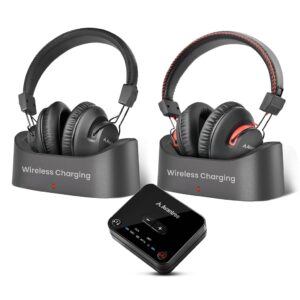 Avantree HT41899 Plus 2 [2025 Upgrade] - Dual Bluetooth 5.3 Wireless Headphones for TV Watching with Transmitter & Charging Docks, aptX Adaptive & Low Latency, Compatible with Optical & 3.5mm AUX TVs