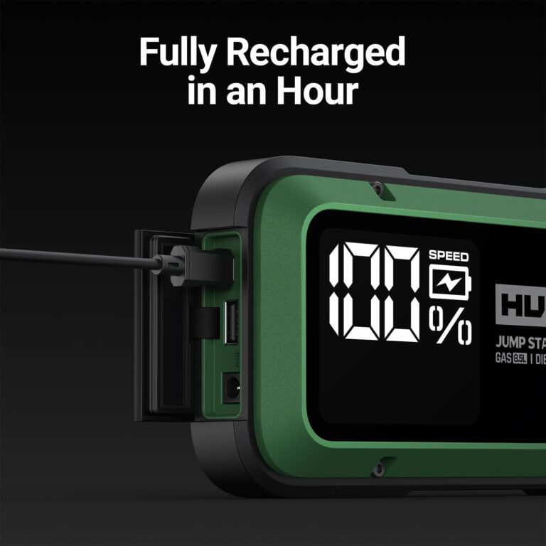 Hulkman Alpha85,Midnight Green,2000A 74Wh Smart Jump Starter,12V Portable Car Battery Booster with 3.3" Display,USB-C Power Pack,Includes 65W Wall Charger,Jumper Cables for up to 8.5L Gas/6.0L Diesel - Image 6