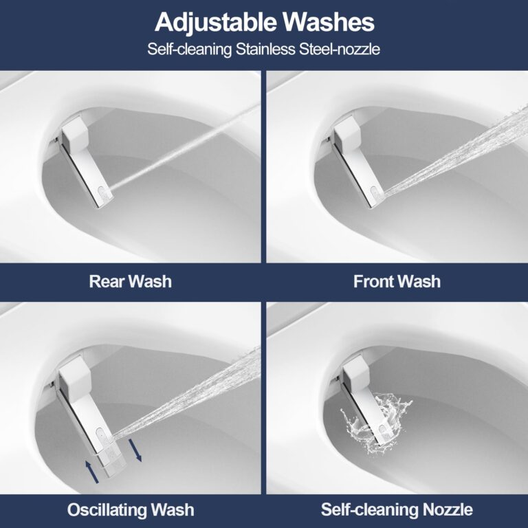 ZMJH 236 Bidet Toilet Seat, Elongated Smart Unlimited Warm Water, Vortex Wash, Electronic Heated, Warm Air Dryer, Rear and Front Wash, LED Light, Need Electricity, White (Elongated) - Image 8