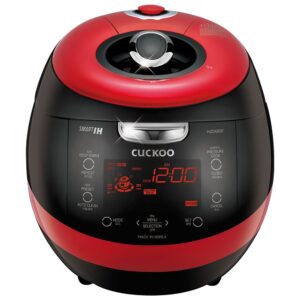 CUCKOO CRP-HZ0683FR | 6-Cup (Uncooked) Induction Heating Pressure Rice Cooker | 13 Menu Options, Auto-Clean, Voice Guide, Made in Korea | Black/Red