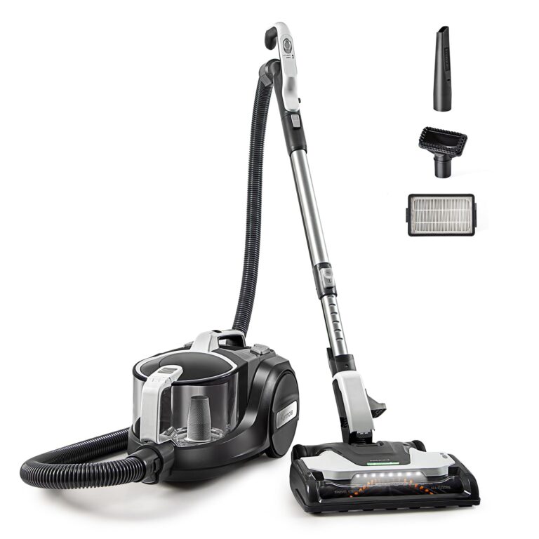 Kenmore DC5070 500 Series Bagless Canister Vacuum with Hair Eliminator Brushroll，2-Motor Cyclonic Technology, HEPA Filtration & 24' Auto Cord Rewind for Pet, Carpets, Hard Floors, Stairs, White