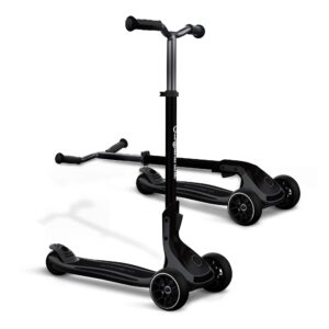 Globber Ultimum Scooter | 3-Wheel Kick Scooter for Adults & Kids 5+ | Foldable Kick Scooter with Safe, Non-Slip Deck & Premium Brakes (Grey)