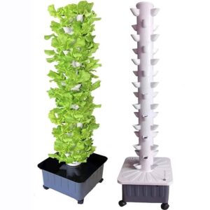 15 Floors 45 Plants Sites Indoor Vertical Gardening Grow Kit, Hydroponics Tower Garden for Indoor Herbs, Fruits and Vegetables 42x42x154cm