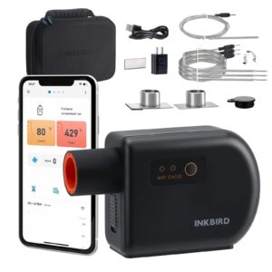 Wi-Fi & Bluetooth BBQ Smoker Temperature Controller with Automatic Smoker Fan, INKBIRD ISC-027BW Grill Thermometer with 4 Probes for Big Green Egg, Kamado Joe, Primo, Vision Grill, Akorn Kamado, Weber