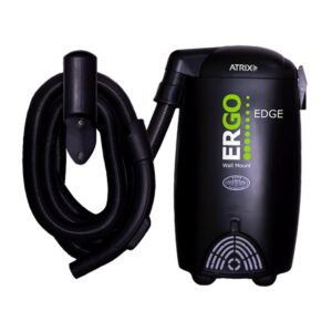 Atrix Ergo Edge Canister Shop Vac - Wall Mounted Garage Vacuum Cleaner with Built-in Dust Bag & Extendable Hose - Compact Black Design 20x9x12