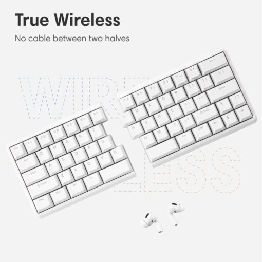 NocFree Wireless Ergonomic Split Mechanical Keyboard with Wrist Rest- Linear, RGB, Hot-Swappable, Compact 60% Layout, Foam Palm Rest, Programmable for Mac & Windows, PBT Keycaps - Image 4