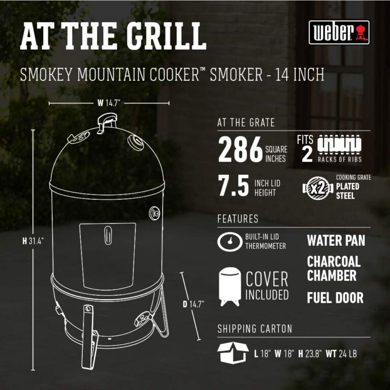 Weber 14-inch Smokey Mountain Cooker, Charcoal Smoker - Image 8