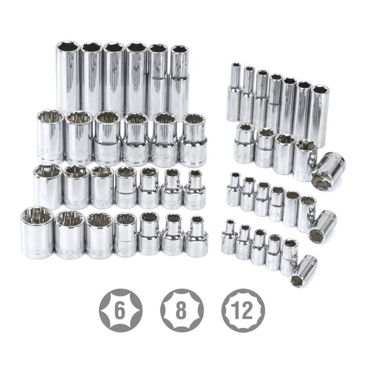 WORKPRO 450-Piece Drive Socket Set 1/2" 1/4" 3/8", CR-V Metric and Imperial with Quick-Release Ratchet Wrench, Spanners, Bits Set, Mechanics Tool for Car Repair - Image 7