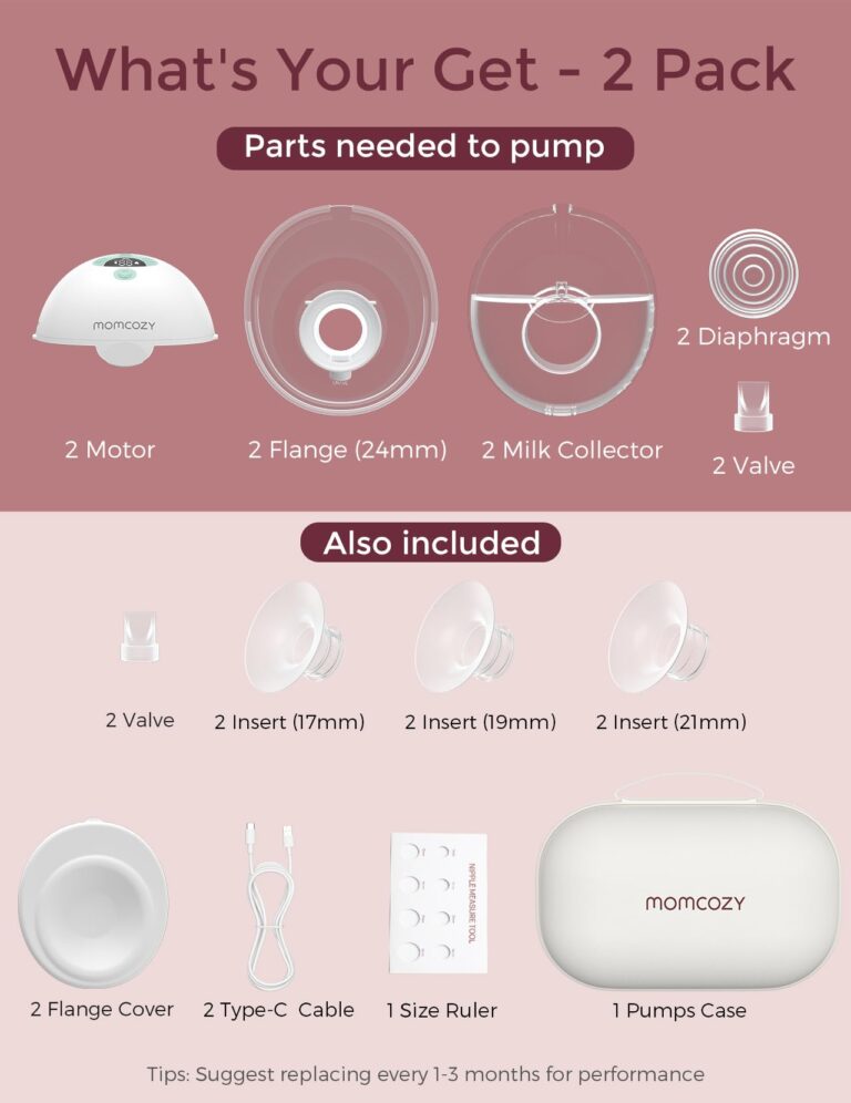 Momcozy M5 Hands-Free Wearable Breast Pump, Double-Sealed Flange for Baby-Like Comfort, 3 Modes & 9 Suction Levels, Portable Electric Pump – 24mm, 2 Pack Mint - Image 4