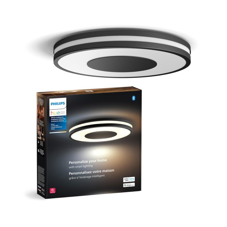 Philips Hue Being Ceiling Light, Black - White Ambiance Warm-to-Cool White Smart LED Light - 1 Pack - Control with Hue App - Compatible with Alexa, Google Assistant, and Apple Homekit