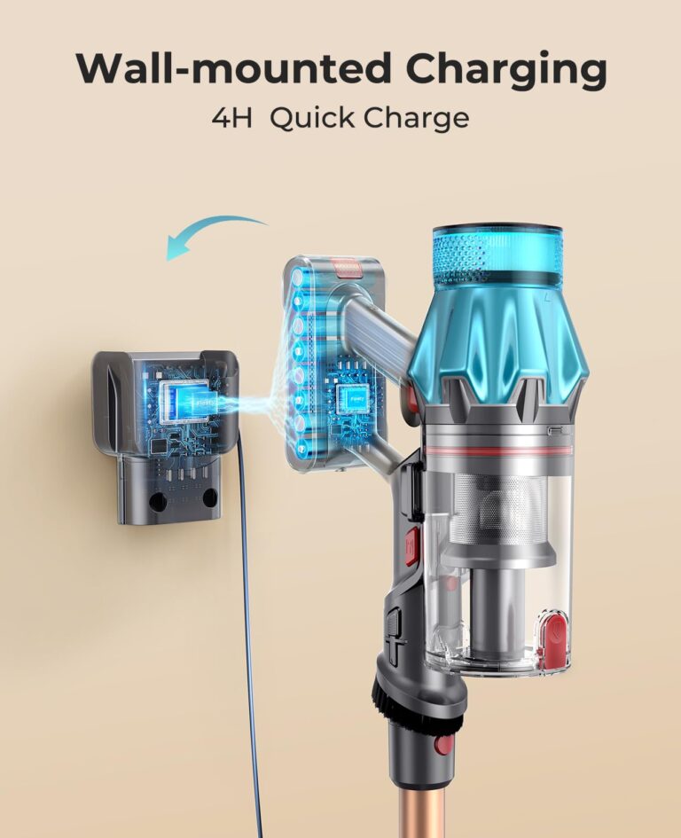 Cordless Vacuum Cleaner 550W/45Kpa, Stick Vacuum Cleaners 60 Mins Max Runtime with Charging Dock, Self-Standing Handheld Vacuum with Touch Display, 6-in-1 Vacuum Cleaner for Carpet/Hard Floor/Pet Hair - Image 4