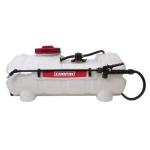 Chapin 97200E Made in the USA 15 Gallon ATV/UTV 12 Volt Mounted Spot Sprayer With 6 Inch Wide Mouth, High Performing 12 V Diaphragm Pump and Filtration System and 18 Inch Spray Wand, Translucent White