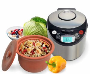 VitaClay Smart Organic Clay Pot Multi Cooker - Toxin Free Clay Rice Cooker, Delay Start Slow Cooker, Stew Cooker, Electric Soup Pot, Yogurt Maker, with Natural Earthen Clay Crock, 6 Cup / 3.2-Quart