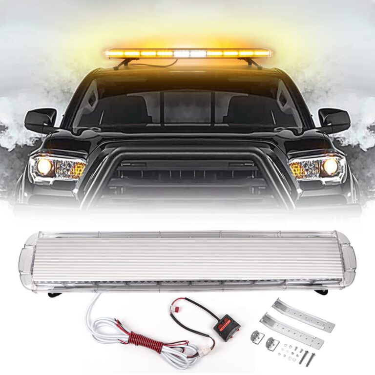 CUMART 47" 88LED Extreme Bright Intensity Construction Emergency Warning Beacon Strobe Light Bar Rooftop Low Profile Law Enforcement Hazard Flashing for Tow Work Truck Vehicle Amber/White/Amber - Image 5