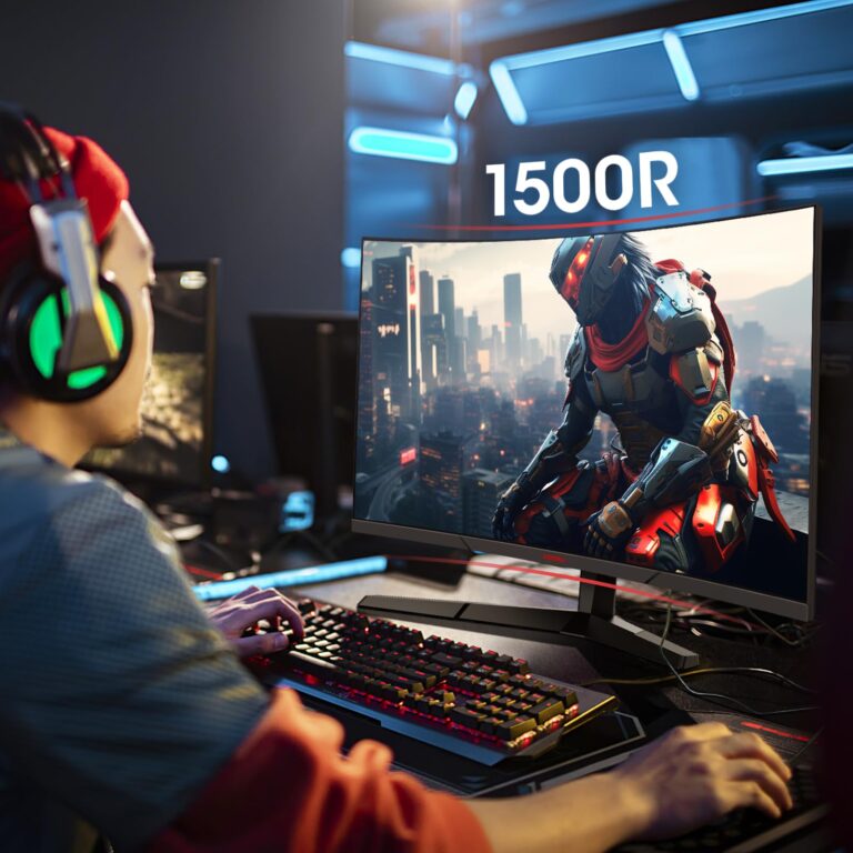 KOORUI Curved 27 Inch Gaming Monitor, Full HD 1080p R1500 180Hz VA Computer Monitor, 99% sRGB, Built-in Adaptive Sync, 1 x Display Port 1.2 & 2 x HDMI 2.0, Eye Care, VESA Compatible, Black 27E6CA - Image 2