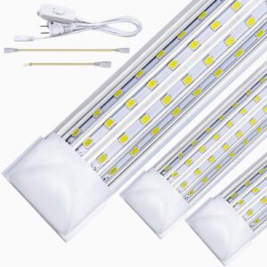 (6-Pack) 8ft LED Shop Light Fixture, 120W 19500LM 6000K, Cold White, U Shape, Clear Cover, High Output, Linkable, T8 Tube Lights for Garage With Plug