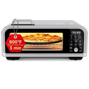 Kitchen Elite Air Fryer Toaster Oven Combo, 15-IN-1 Digital Stainless Steel Airfryer,18L Pizza Oven for 12' pizza / 9 slices, Flip Away Oven, 7 Accessories, 800°F, 3 Layer Glass Anti-scalding,1800W