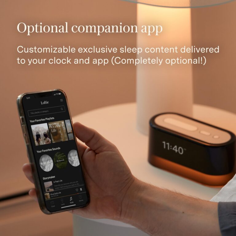 Loftie Smart Alarm Clocks for Bedrooms - Sound Machine Smart Alarm Clock w/Light, Bluetooth Speaker, White Noise, Nature Sound, Nightlight, Blackout Mode Alarm Clock, Smart Clock (Denim) - Image 6