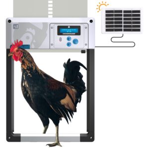 Automatic Chicken Coop Door Opener, ChickenGuard One in All 4 Colours, Timer/Light Sensing, Winter Mode, Auto-Stop & Predator Proof, 3 Power Options, Solar, Battery or Electric (Grey + Solar Kit)