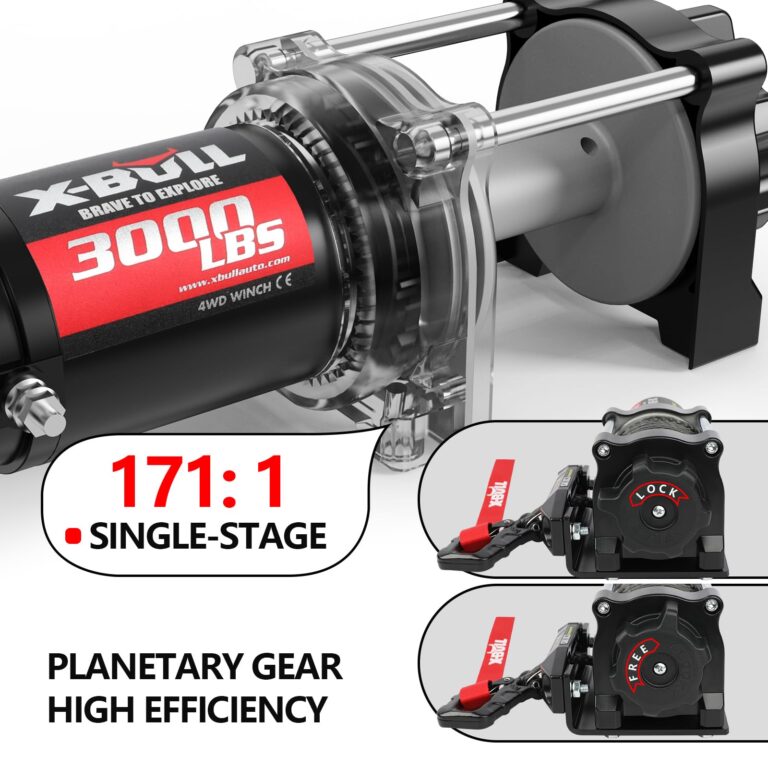 X-BULL New 12V DC 3000LBS IP68 Waterproof Electric Winch for Towing ATV/UTV, Boat, Off Road, Wireless Remote and Corded Control Recovery, Portable Synthetic Rope Electric Winch with Hawse Fairlead. - Image 6