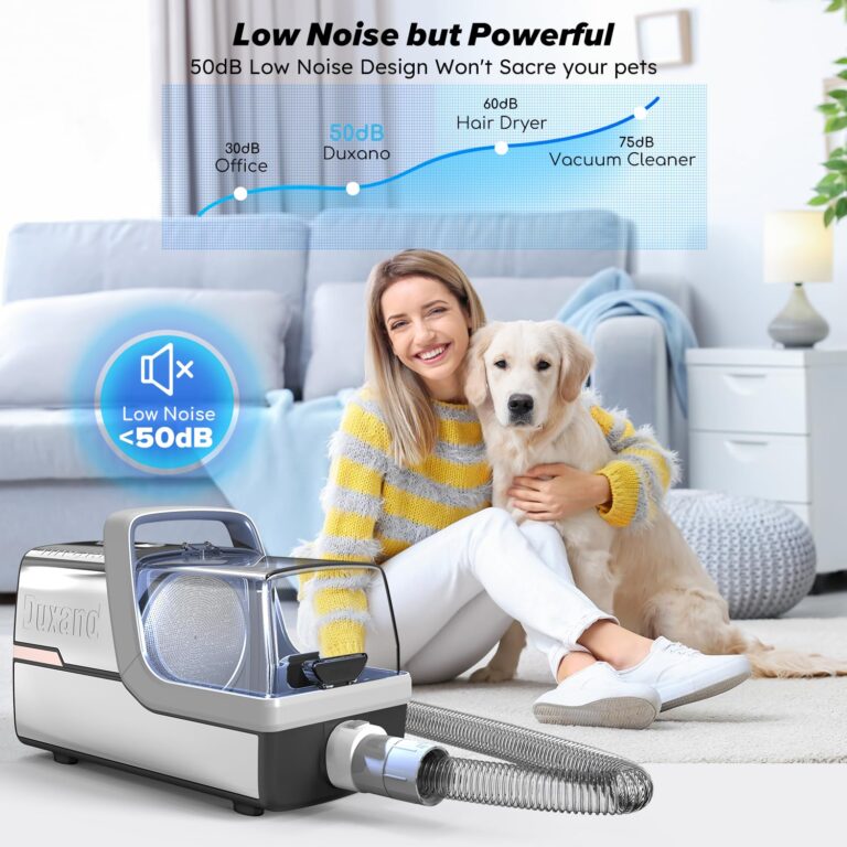 DUXANO Dog Grooming Kit, Multi-Functional Hair Trimmer & Vacuum, 15KPa Powerful Suction, Stainless Steel, Low Noise, Adjustable Settings, Easy to Clean, Includes Clippers, Brush, Nail Trimmer - Image 7