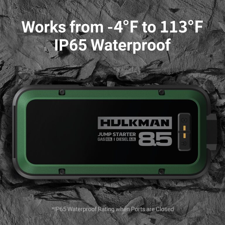 Hulkman Alpha85,Midnight Green,2000A 74Wh Smart Jump Starter,12V Portable Car Battery Booster with 3.3" Display,USB-C Power Pack,Includes 65W Wall Charger,Jumper Cables for up to 8.5L Gas/6.0L Diesel - Image 5